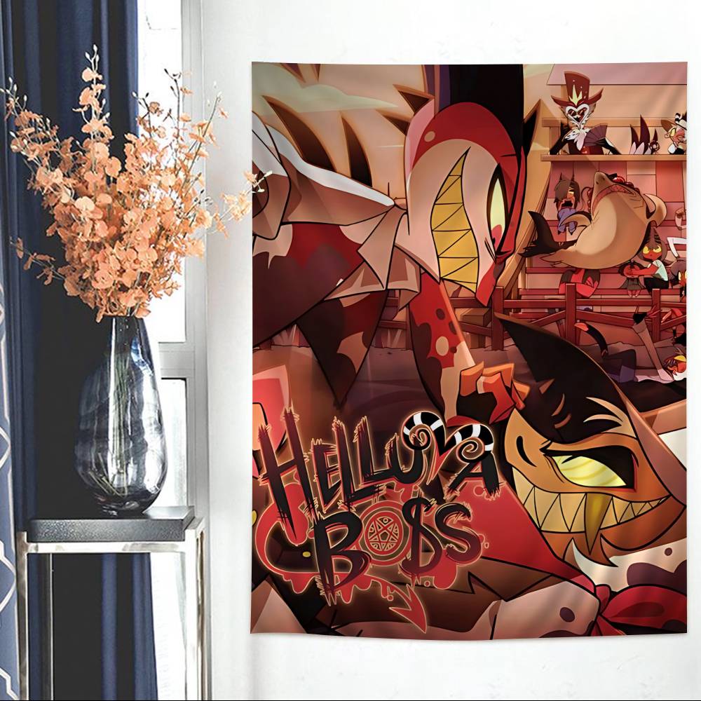Animated Musical HHelluva Boss Hippie Wall Hanging Tapestries Art Science Fiction Room Home Decor Kawaii Room Decor