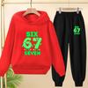 Children'S Hooded Tracksuit And Pants For Autumn And Winterfeaturingfun Christmasprintscasual Comfort, And A Stylish Number 67.