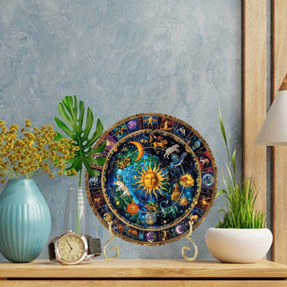 Знак в виде венка на тему Колеса года, астрологический зодиак, круглый деревянный декоративный знак для дома, квартиры, настенного украшения