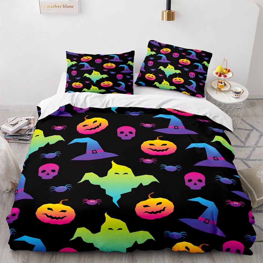 Halloween Duvet Cover Pumpkin Lantern Cartoon King Queen Twin Size Polyester Bedding Set For Kids Boys Girls Teens Bedroom Decor