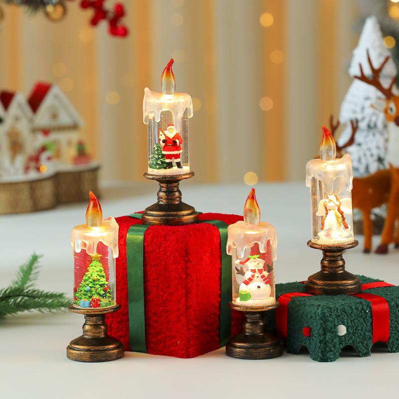 Christmas Decoration Electronic Candles Night Lights Desktop Lighting Atmosphere Scene Arrangement Props Xmas Kids Gifts