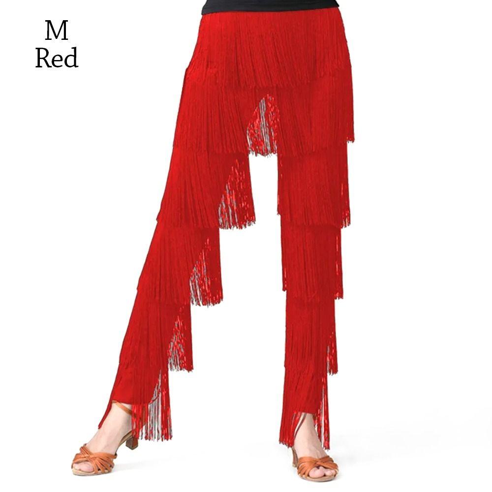 Брюки для латинских танцев с кисточками, блестящие брюки для выступлений, женские брюки для бальных танцев