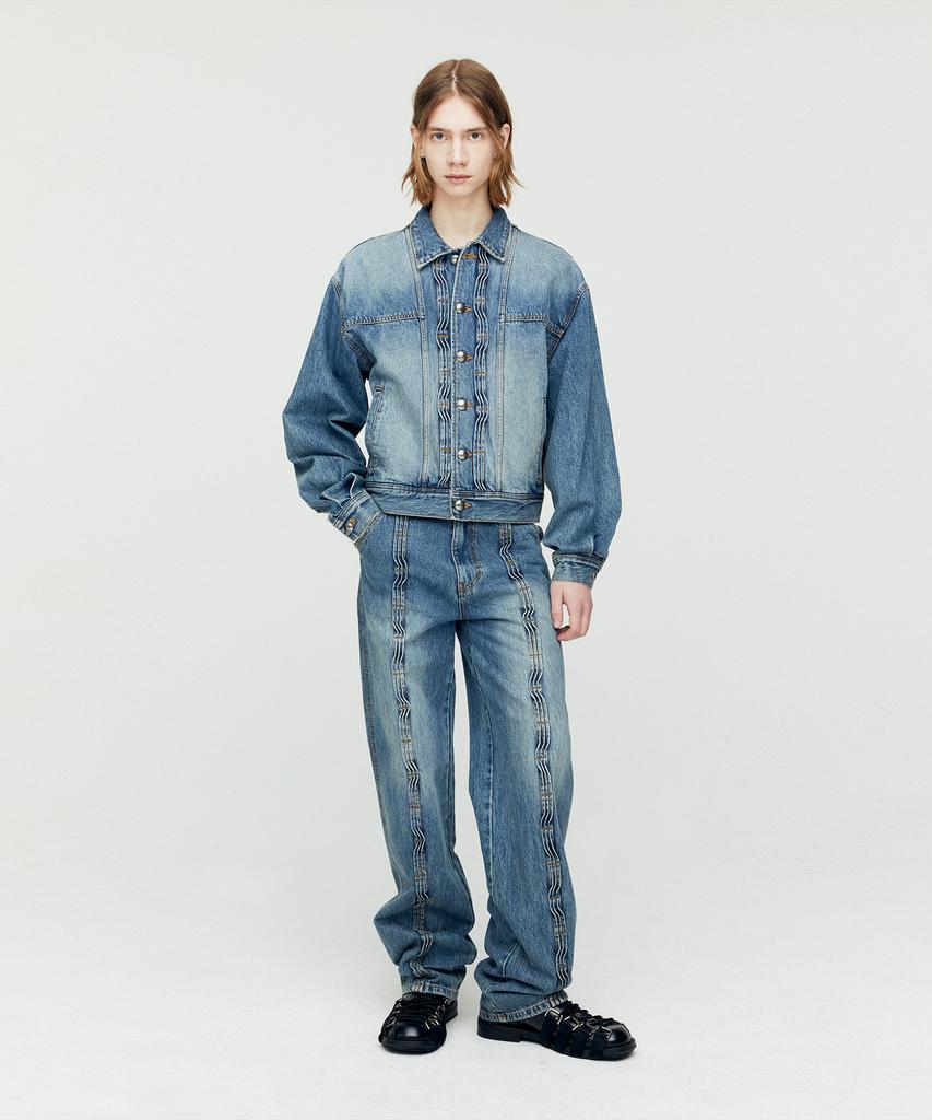 ADSB ANDERSSON BELL Wave Wide Leg Jeans Apa682M(Washed Blue)