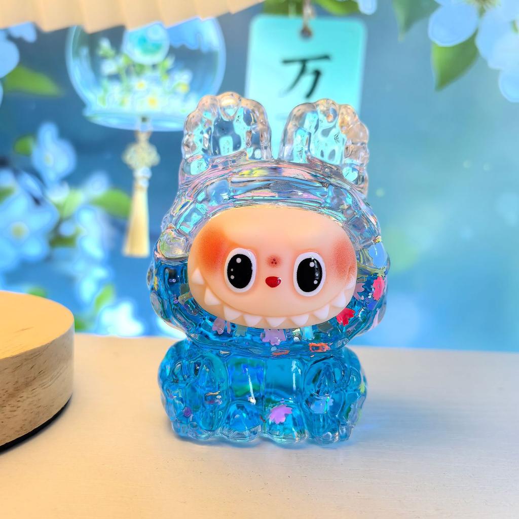 Масляный Лабубу с текучим песком, Креативная фигурка Лабу, Настольное украшение, Декоративная игрушка в подарок