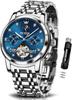 OLEVS Automatic Mechanical Business Watch with Hollow Openwork Luminous Stainless Steel a Great Gift for Men Men's Dial, Design, Waterproof, Band,