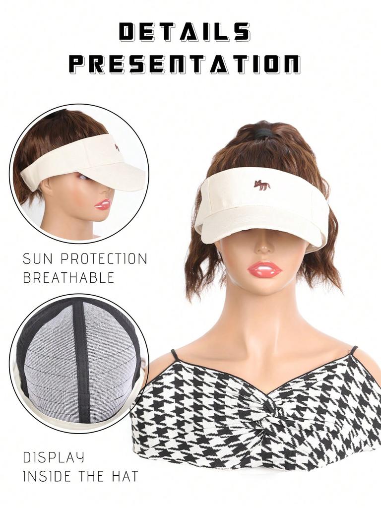 Синтетическая шляпа парик белая шляпа с волнистым хвостиком термостойкие синтетические волосы для женщин шляпа и парик в одном куске для ежедневного использования