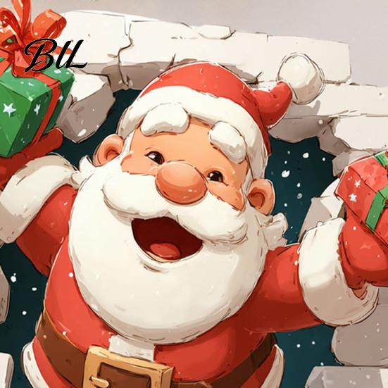 Seasonal Wall Art 3D Santa Claus Christmas Decals, Break Through Reindeer Removable PVC Window Stickers, Winter Holiday Decorations for Living