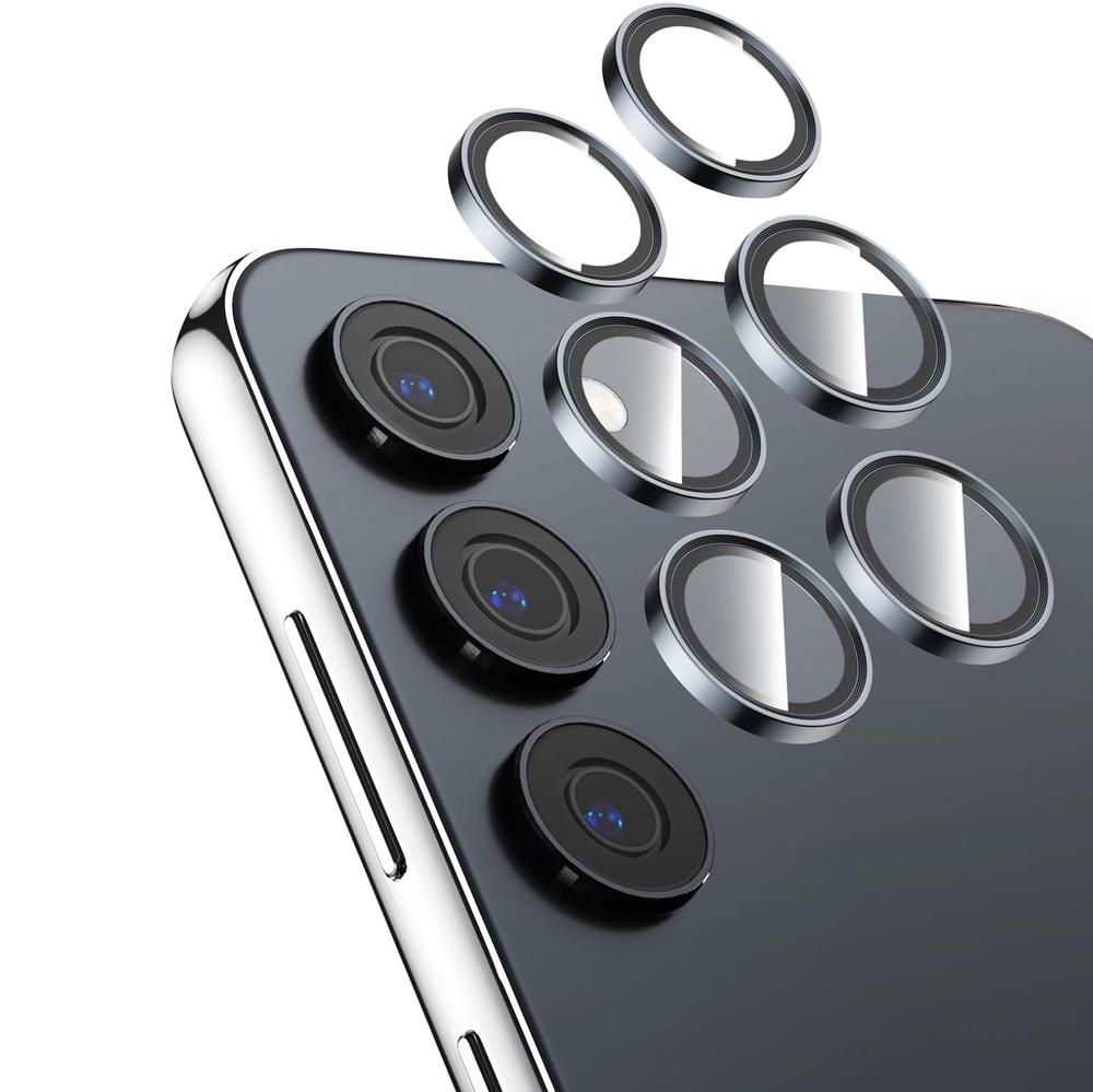 2x Gray Camera Glass for Samsung Galaxy S24, ERBORD Camera Lens, gray frame