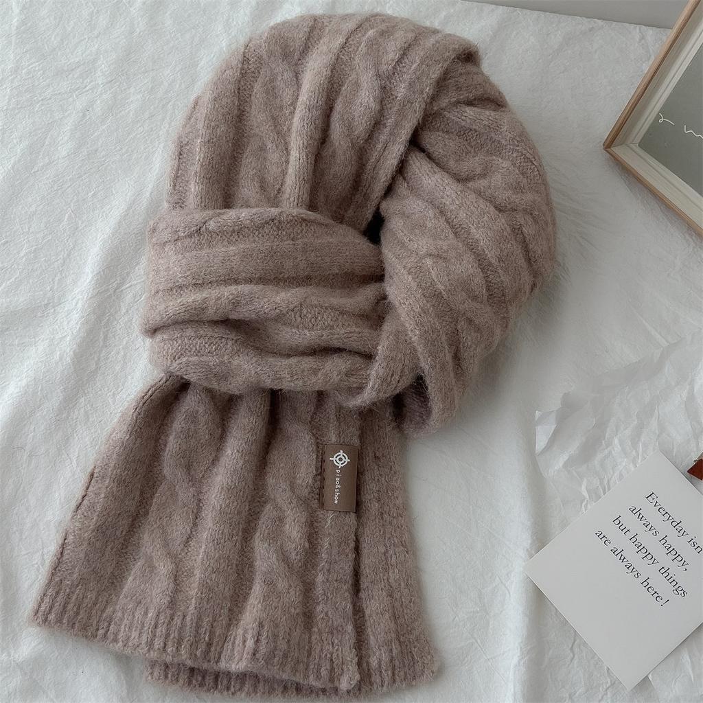 Новый вязаный шерстяной вязаный кашемировый шарф для женщин и пар, новый универсальный однотонный шарф для зимы