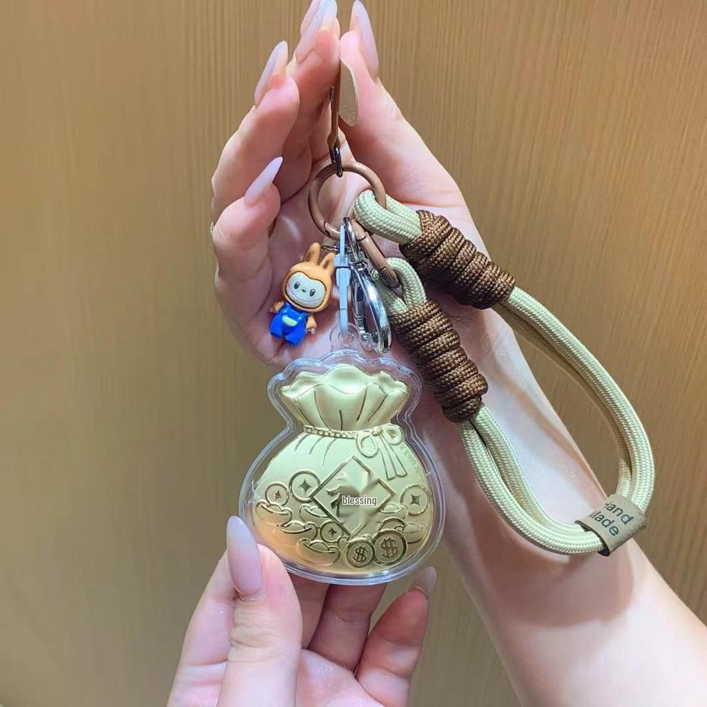 Брелок и подвеска для сумки в виде монеты с иероглифом Фу из чистого золота 999 пробы - Счастливый подарок для девушки или лучшей подруги