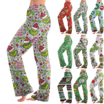 Женские Зимние Брюки с Принтом Полной Длины Длинные Спортивные Брюки