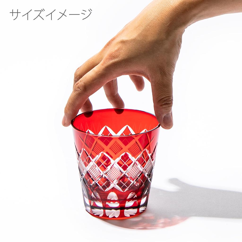 Kobo Edo Kiriko Yarai Uoko Crest Tenkai Old Glass TB90425R Деревянная коробка, сделано в Японии [Официальный представитель Таймуро] (красный)