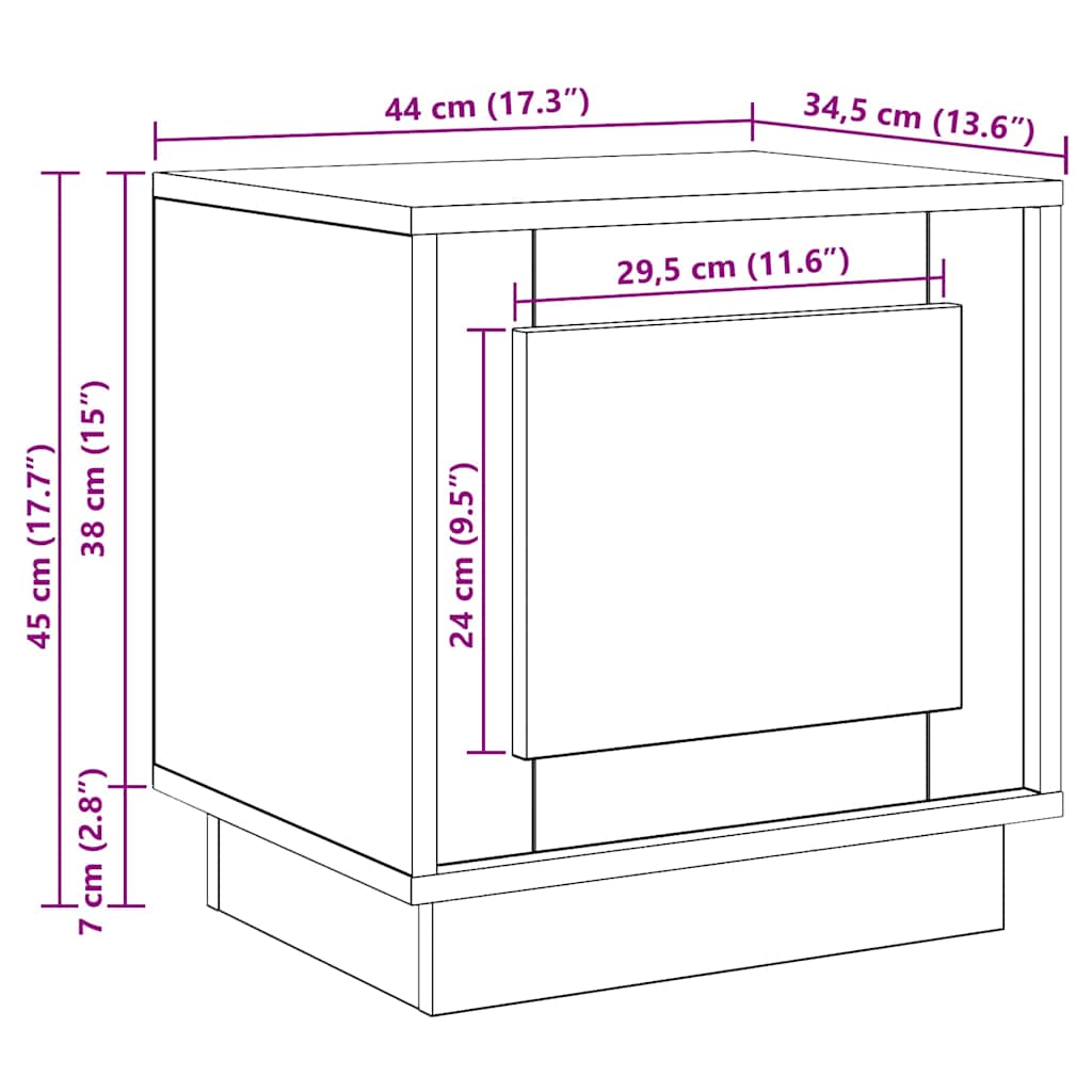 Nightstand Set of 2 Smoked Oak 44 x 34.5 x 45 cm
