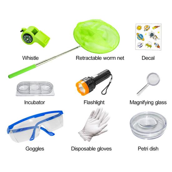 1 Set Insect Catcher Kit with LED Light Magnifying Glass Net Critter Keeper Multifunctional Insect Breeding Warehouse Outdoor Explorer Kit