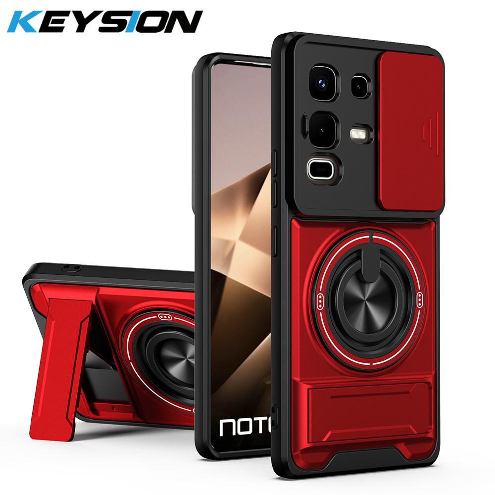 KEYSION Магнитный чехол для телефона Infinix Note 50 4G 50 Pro+ 50S 50X 5G Защита камеры со сдвижной крышкой Вертикальная подставка Ударопрочный чехол