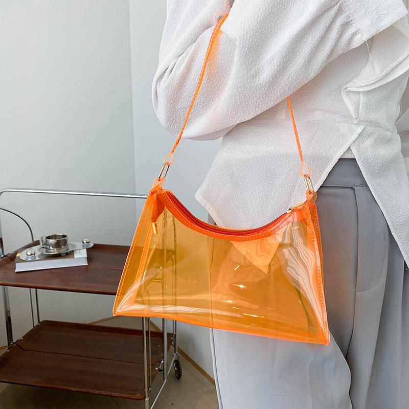 Yogodlns Women Underarm Shoulder Bag PVC Transparent Fashion Designer Small Handbag Purse Jell Hobos Bags Female Summer Top Handle Bags