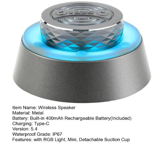 Водонепроницаемая душевая колонка IP67 с RGB-подсветкой, перезаряжаемая, съемная присоска, стереозвук, беспроводная колонка для ванной комнаты с поддержкой Bluetooth
