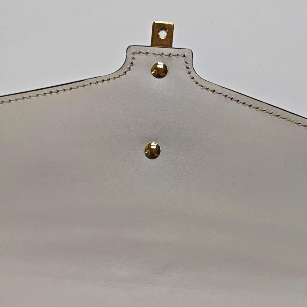 [Pre-Owned] Sylvie Gold Buckle Striped Web Satin Bow Wide Shoulder Strap Leather Handbag - Very Good #SLR7VW