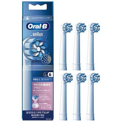 Коричневая EB60X6EL Сменная щетка Oral B для электрической мягкой экстратонкой 6 штук (белый) Зубная щетка, Щетина,