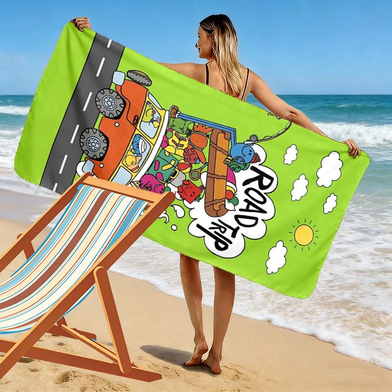 Mr. Men Little Miss Print Beach Towel, Large Soft Quick Dry Towel for Beach Camping Swimming