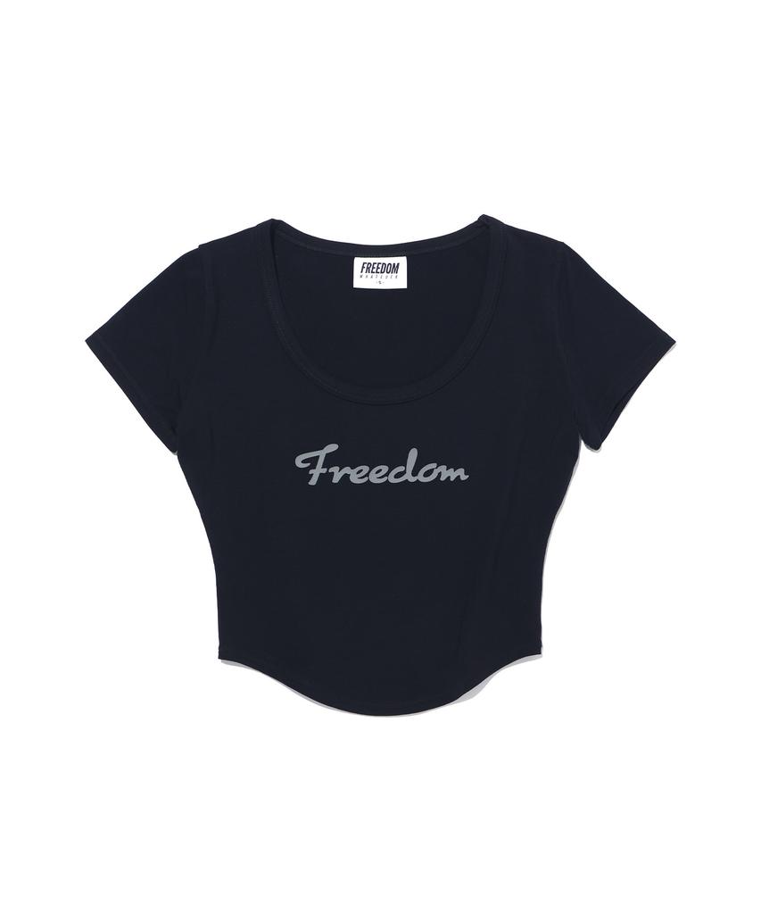 FREEDOM Модальный Топ Кроп с U-образным вырезом и Коротким Рукавом (черный)