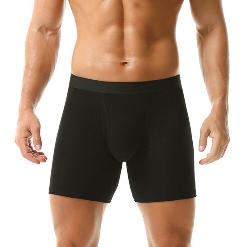 Мужские дышащие и удобные хлопковые боксеры большого размера, антибактериальные трусы средней посадки однотонной расцветки