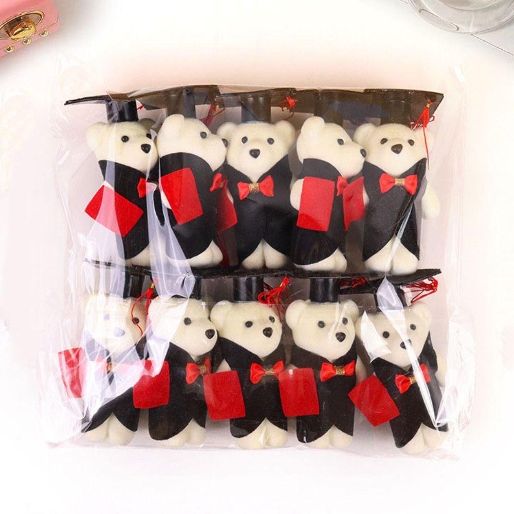 10 pcs/set Celebrate Party Mini Bear Flower Bouquet Bachelor Bear Plush Toy  Happy Graduation