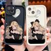 Formal Dress Girl Black Cat Phone Case for iPhone Samsung Galaxy Xiaomi Redmi POCO HUAWEI Honor Shockproof Rubber Soft Flexible Cover Casing