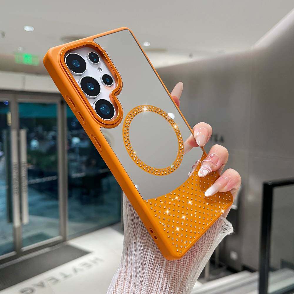 Зеркальный чехол для Samsung Galaxy A25 5G/ A35/ A55/A32/A26/A36/A56 MagSafe Magnetic Wireless Charger Fashion Makeup Candy Color Glitter Phone Cover