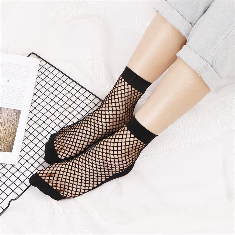 Short Socks Transparent Women Sexy Mesh Nylon Silk Socks Ultrathin Short Socks With Lace Female