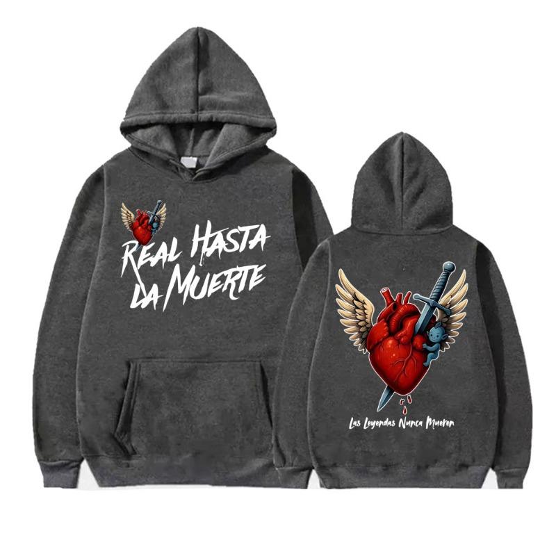 Anuel AA Rhlm 2 Real Hasta La Muerte Худи с сердцем Мужские Женские Мода Ретро Жилет-толстовка Повседневная Толстовка из флиса Оверсайз