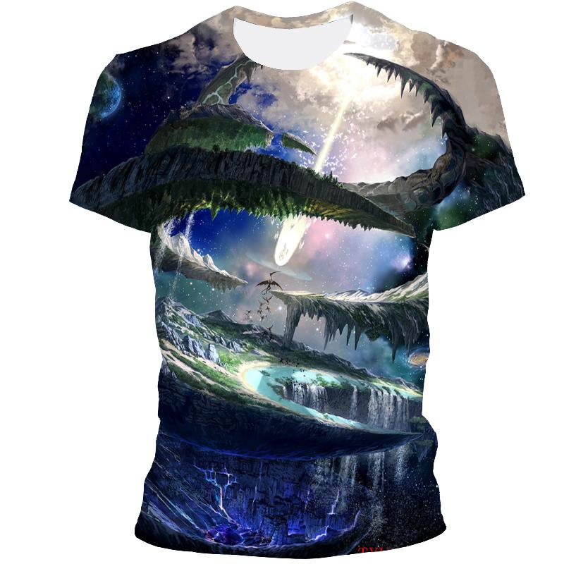Vast Starry Sky Universe Graphic T Shirts For Men Summer Fashion 3D Space Planet Pattern T-shirt Personality Cool Style T-shirts