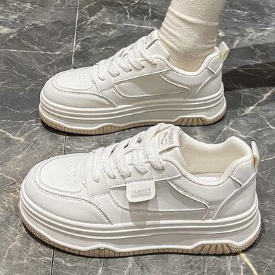 Маленькие белые туфли женские весенне-осенние новые туфли универсальные туфли на толстой подошве увеличивающие рост спортивная обувь
