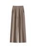 Women's 100% Wool Knit Wide-Leg High-Waist Floor-Length Pants for Autumn/Winter Casual Wear