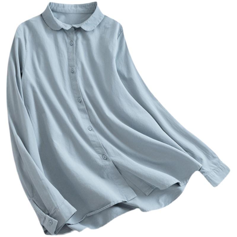 Элегантные женские рубашки, женская рубашка на весну и осень, хлопковая льняная рубашка с длинными рукавами в стиле ретро, деловая модная блузка, популярная персонализированная одежда