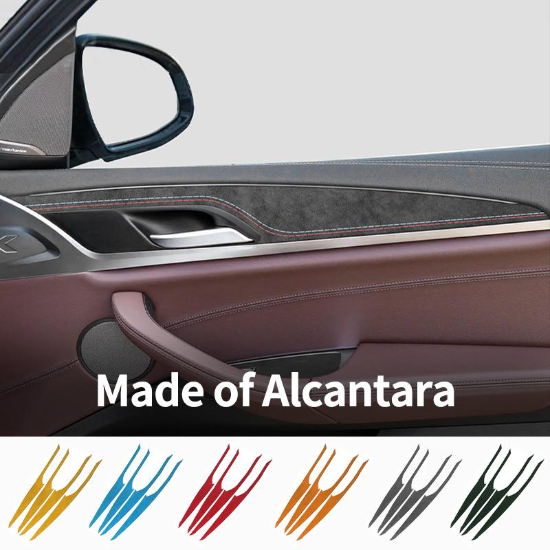 For BMW X3 G01 G08 X4 G02 Door Inner Handle Decorative Trim Frame Sticker Made of Alcantara Car Interior Tuning Accessories 4Pcs