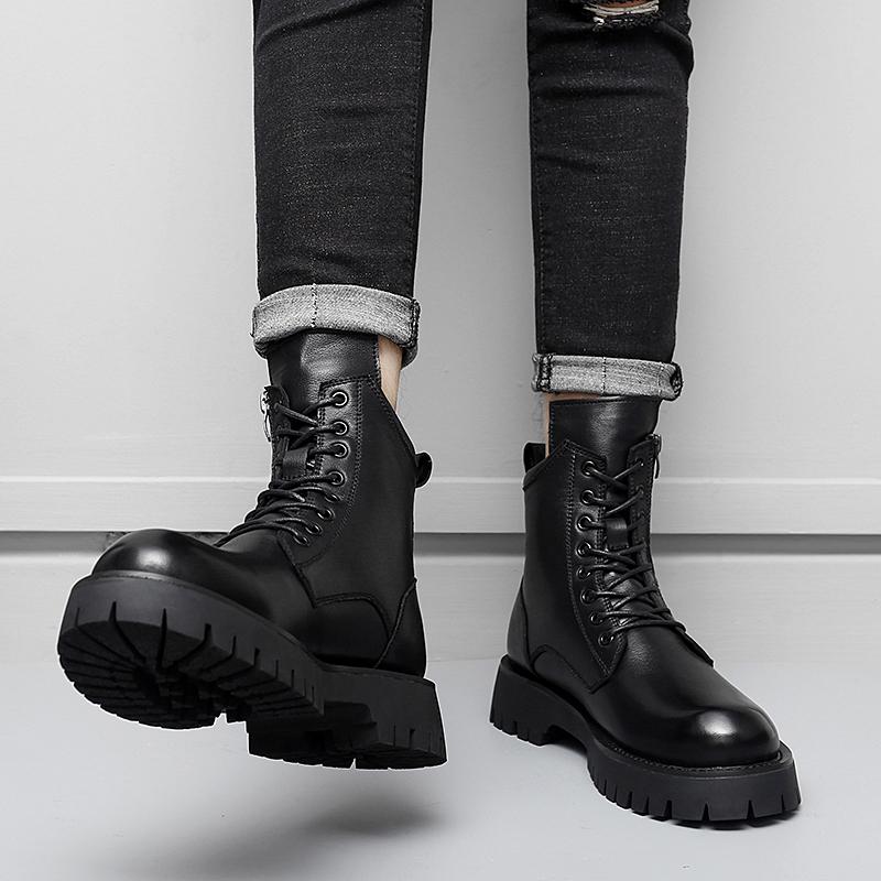 Новое поступление роскошных высоких мужских ботинок 2024 года, модные мужские ботинки из натуральной кожи с боковой молнией, мужские мотокроссовые ботинки