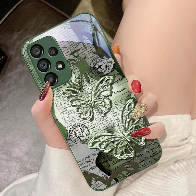 Винтажная Бабочка Для Samsung Galaxy S10 4G S20 11E 30 S21 22 S24 Fe Pro S23 S25 Ultra 5G S9 Чехол Из Закаленного Стекла Для Телефона