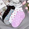 Хлопковые Весенне-Осенне-Зимние Конфетных Цветов Спортивные Носки с Рисунком Сердечек Носки-Лодочки Низкие Мягкие Носки