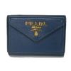 Подержанный 11569 Saffiano Мини-кошелек 1MH021 QWA F0016 7942 Синий Картхолдер Кошелек для монет Логотип Металл Brietta Унисекс из Японии