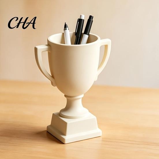Desk Organizer for Office 3D Printed Trophy Pen Holder, Multifunctional Award Shaped Desktop Container, Unique Supplies Creative And Stationery