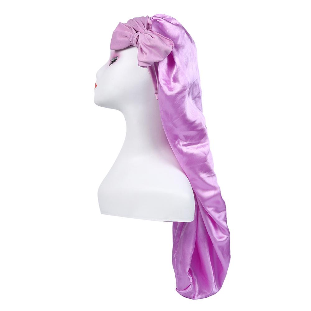 Длинный шелковый атласный платок-боннет для женщин - Защита волос с завязкой-бантом