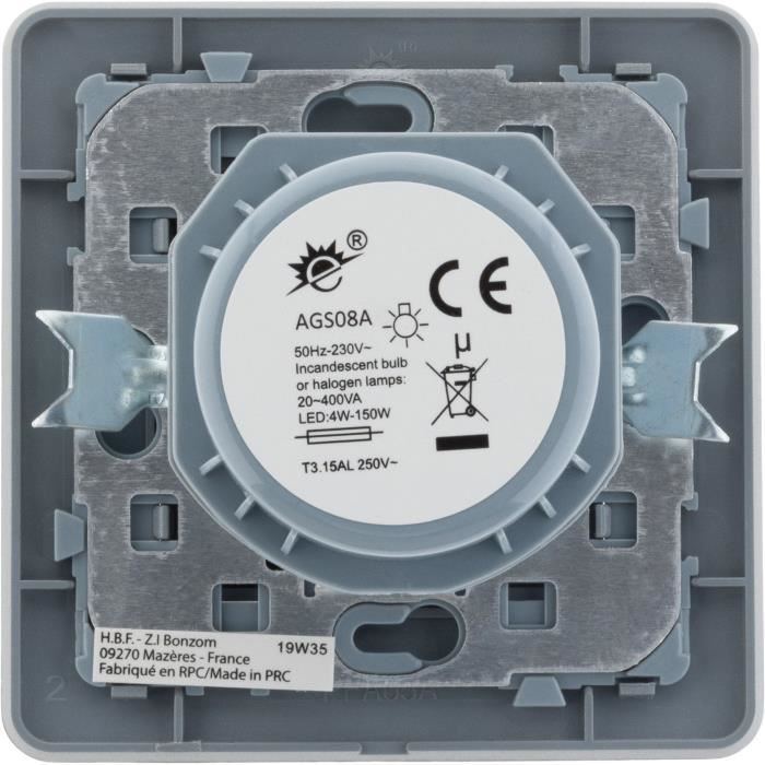 Variateur rotatif compatible LED 16A Titanium - Artezo - Zenitech