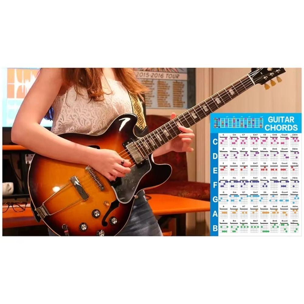 Printed Vinyl Paper Guitar Practice Chord Chart Color Coded Chord Fingering Diagram  Music Lessons
