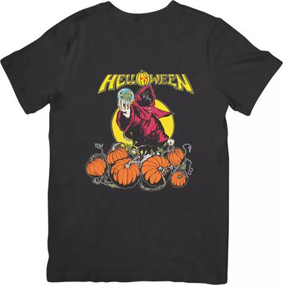 Футболка унисекс Helloween Music из качественного хлопка, подходит для мужчин и женщин, черная.