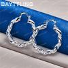 Luxury 925 Sterling Silver 30mm Twisted Earrings for Women Charming Fashion Accessories Wedding Jewelry