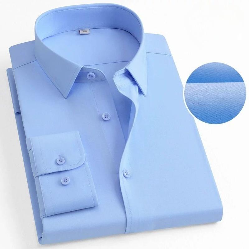 Высококачественная рубашка для мужчин 8XL 7XL из модала, против морщин, не требующая глажки, повседневная, с длинным рукавом, приталенная, для офиса, синяя, белая