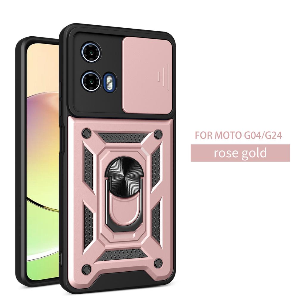 For Moto G04 CASE G24 Magnetic Holder Ring Protect Cov Funda For Motorola Moto G04 G24 Case Slide Camera Lens Armor Phone Case