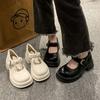 One-word Buckle College Thick-soled Round-headed Mary Jane Shoes 2025 Spring New Matching Uniform Waterproof Table Leather Shoes Single Shoes