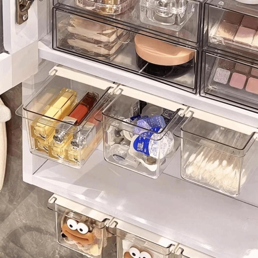 Pull-Out Bathroom Storage Box Transparent Makeup Cotton Organizer Washstand Storage